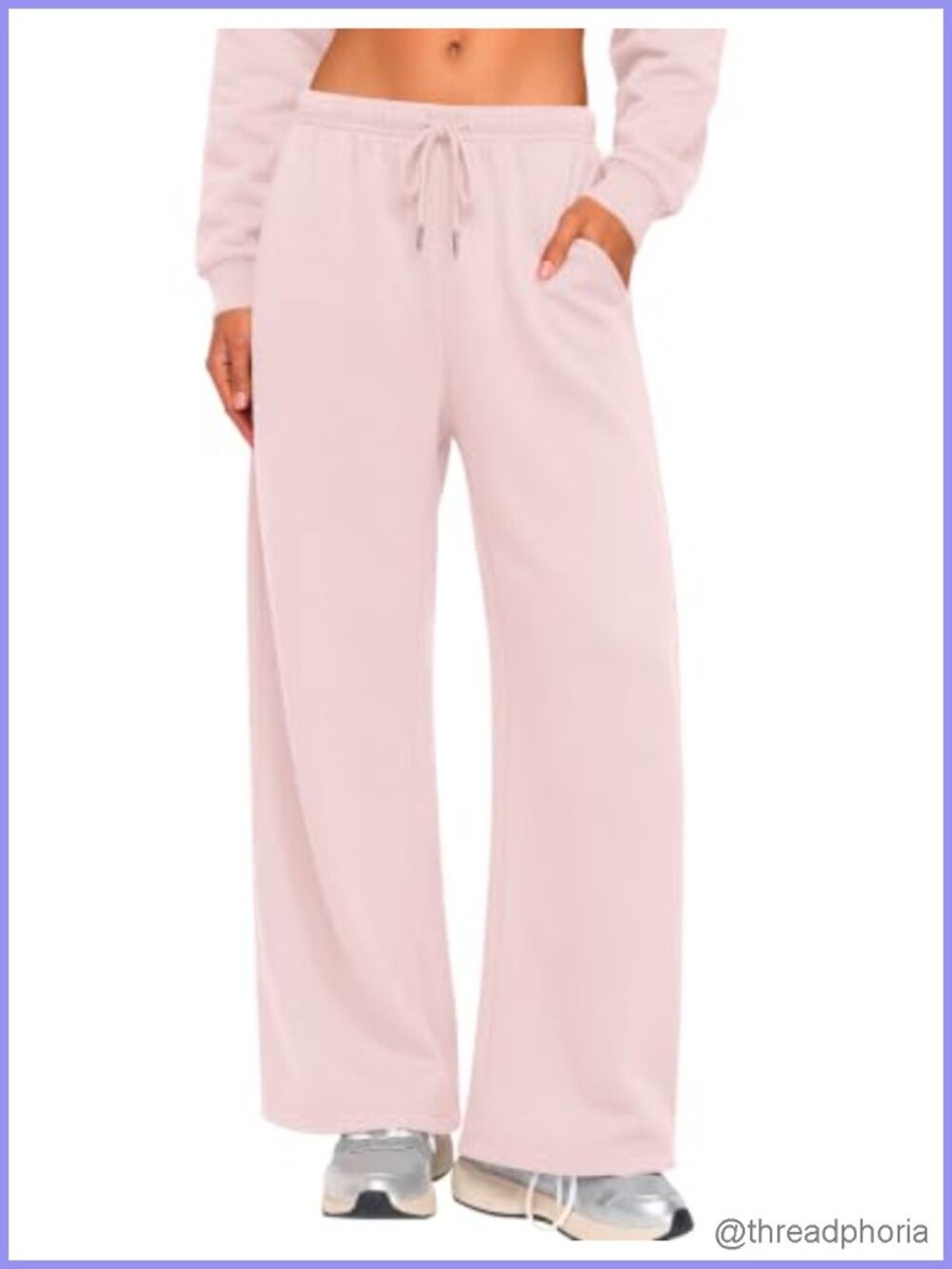 Wide Leg Fleece Sweatpants Women Adjustable Drawstring Joggers
